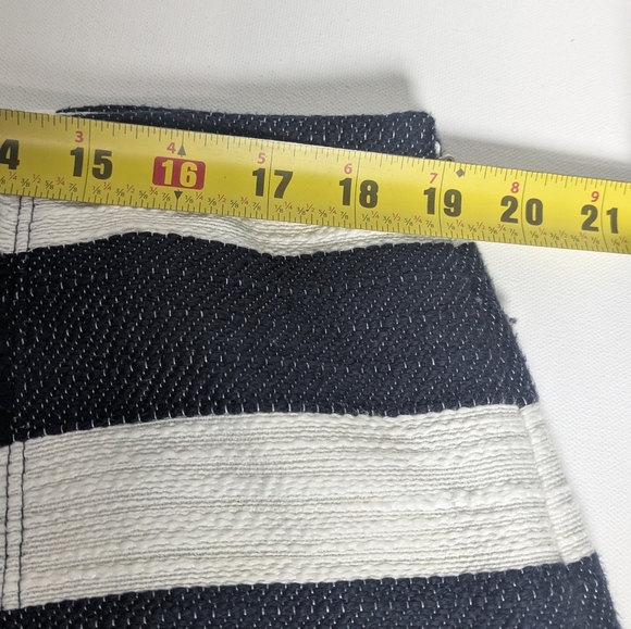 Loft Skirt Womens Size 16 Navy Blue White Striped Frayed Trim A-Line Mini Casual - Picture 6 of 9